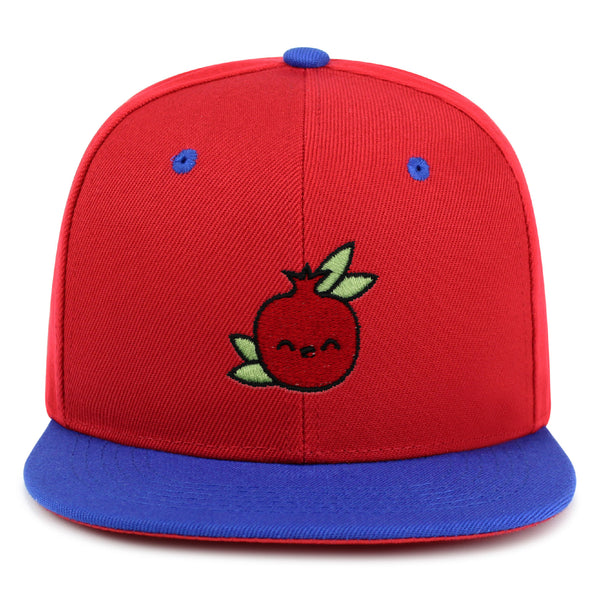 Pomegranate Snapback Hat Embroidered Hip-Hop Baseball Cap Vegan Fruit Garnet