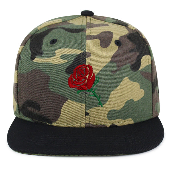 Rose Snapback Hat Embroidered Hip-Hop Baseball Cap Flower Floral Love