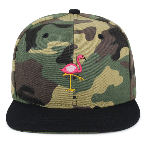 Flamingo Snapback Hat Embroidered Hip-Hop Baseball Cap Bird Pink