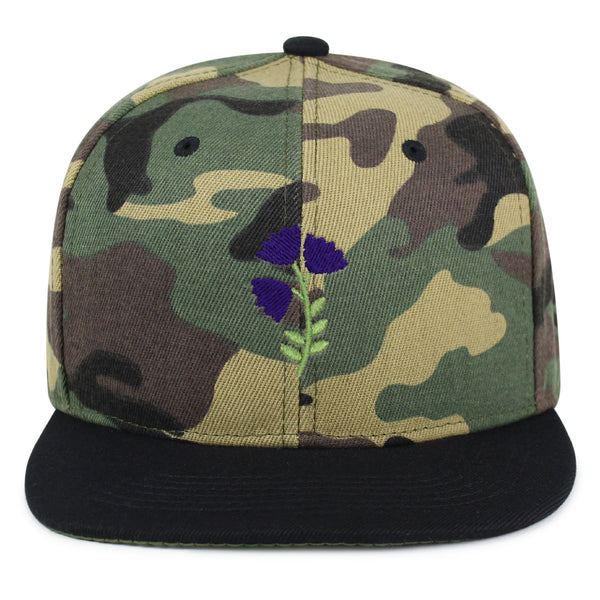 Purple flower Snapback Hat Embroidered Hip-Hop Baseball Cap Purple Floral