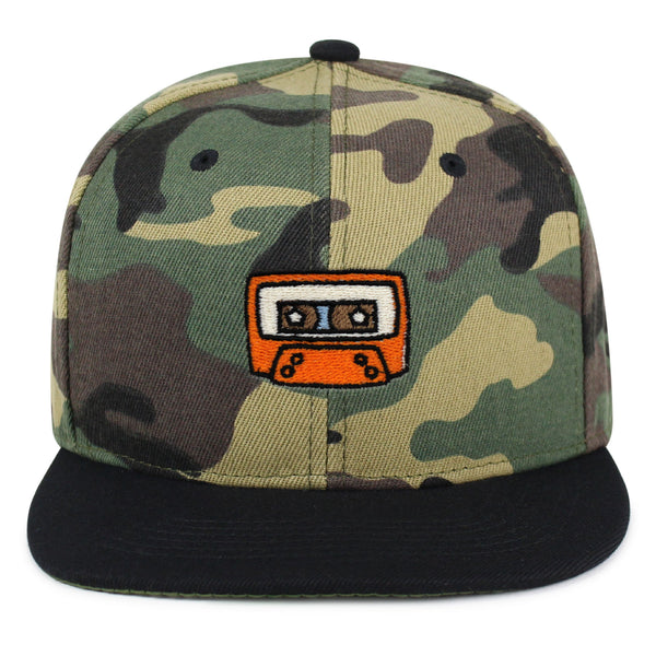 Cassette Snapback Hat Embroidered Hip-Hop Baseball Cap Retro Cassette Player Music