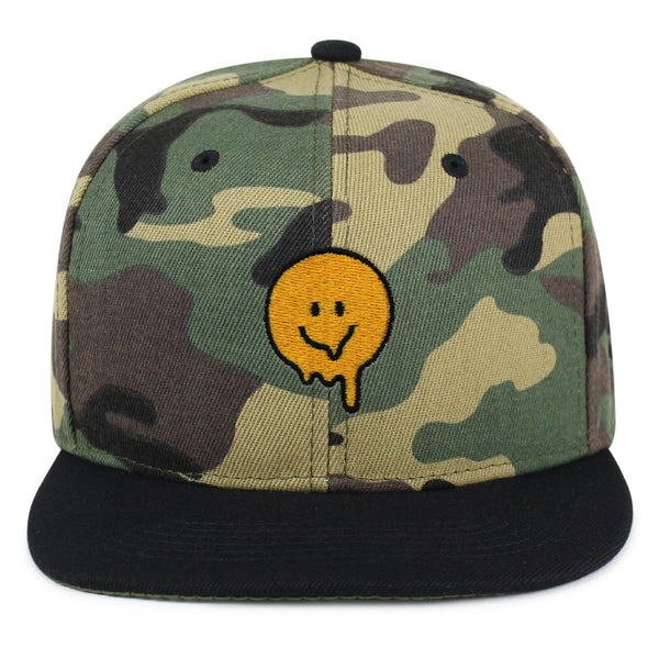 Melted Smile Snapback Hat Embroidered Hip-Hop Baseball Cap Sad Face