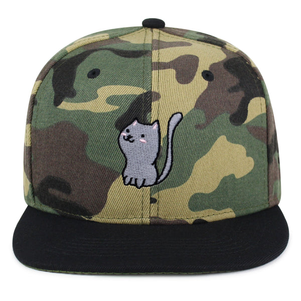 Meow Snapback Hat Embroidered Hip-Hop Baseball Cap Cat Kitty