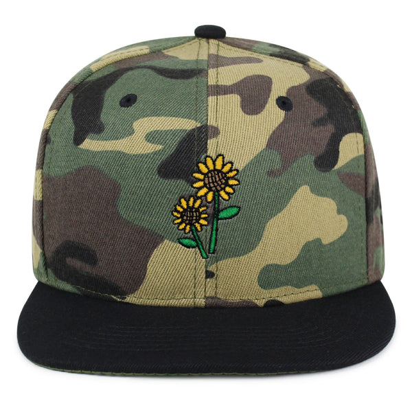 Sunflowers Snapback Hat Embroidered Hip-Hop Baseball Cap Flower Floral