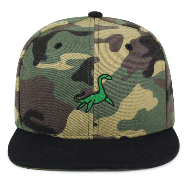 Elasmosaurus Dinosaur  Snapback Hat Embroidered Hip-Hop Baseball Cap Green