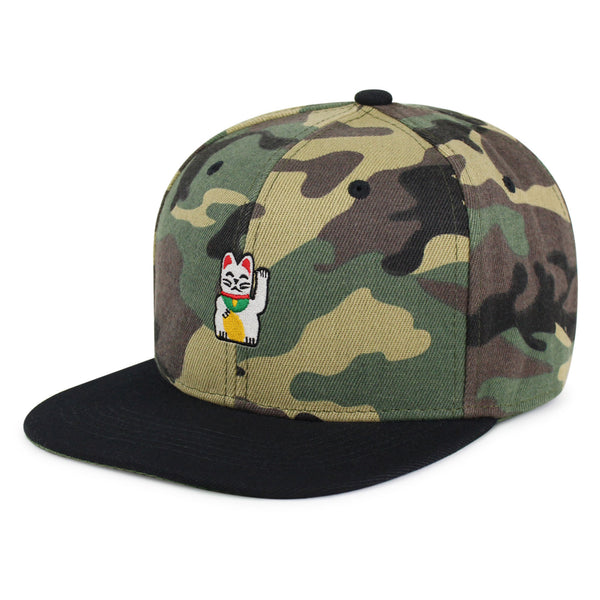 Waving Cat Snapback Hat Embroidered Hip-Hop Baseball Cap Japanese Statue