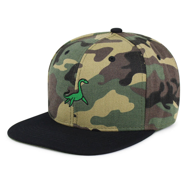 Elasmosaurus Dinosaur  Snapback Hat Embroidered Hip-Hop Baseball Cap Green