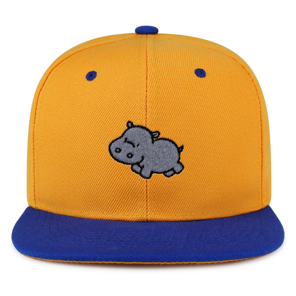 Cute Hippo Snapback Hat Embroidered Hip-Hop Baseball Cap Hippopotamus Zoo