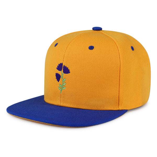 Purple flower Snapback Hat Embroidered Hip-Hop Baseball Cap Purple Floral