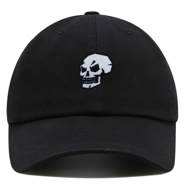 Skull Side View Premium Dad Hat Embroidered Baseball Cap Grunge