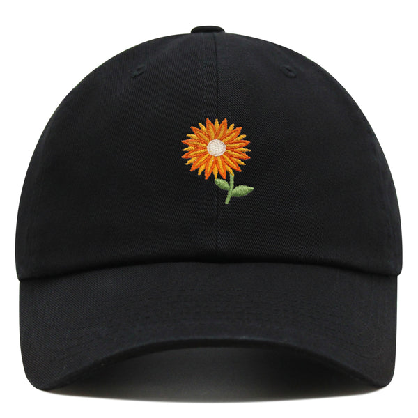 Orange Flower Premium Dad Hat Embroidered Baseball Cap Floral