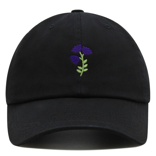 Purple flower Premium Dad Hat Embroidered Baseball Cap Purple Floral