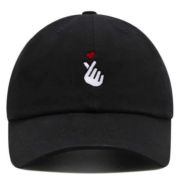 Korean Heart Finger Premium Dad Hat Embroidered Baseball Cap Korea Sign