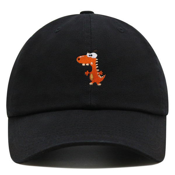 Funny Orange Dinosaur Premium Dad Hat Embroidered Baseball Cap  Funny Dino