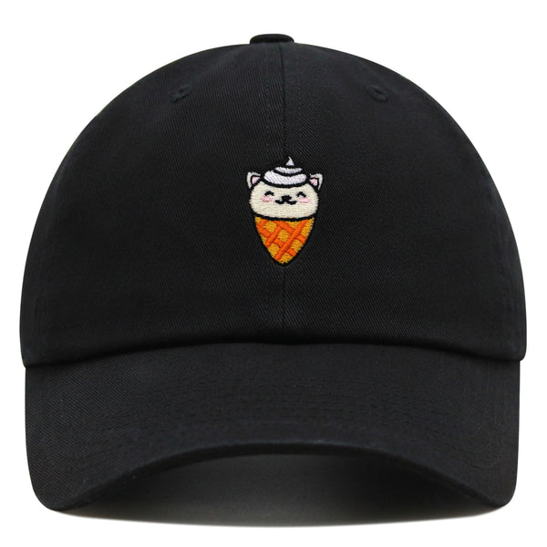 Ice Cream Cat Premium Dad Hat Embroidered Baseball Cap Ice Cream Foodie