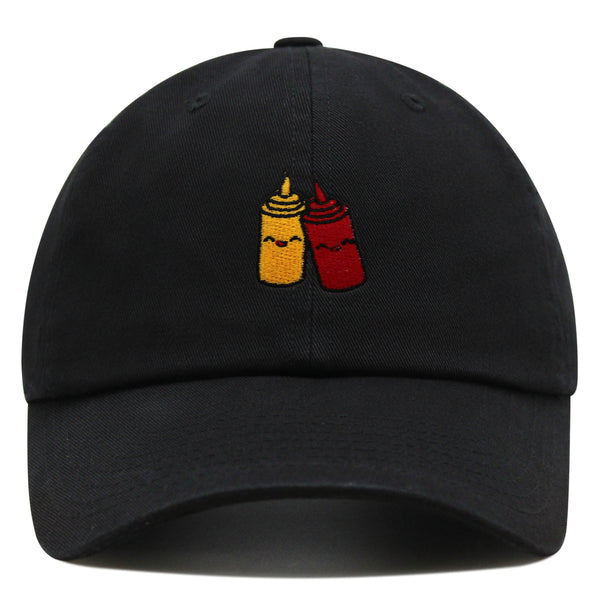 Ketchup and Mustard Premium Dad Hat Embroidered Baseball Cap Foodie Sauces Ketchut Mustard