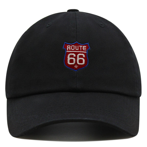 Route 66 Premium Dad Hat Embroidered Baseball Cap Roadtrip Highway 66