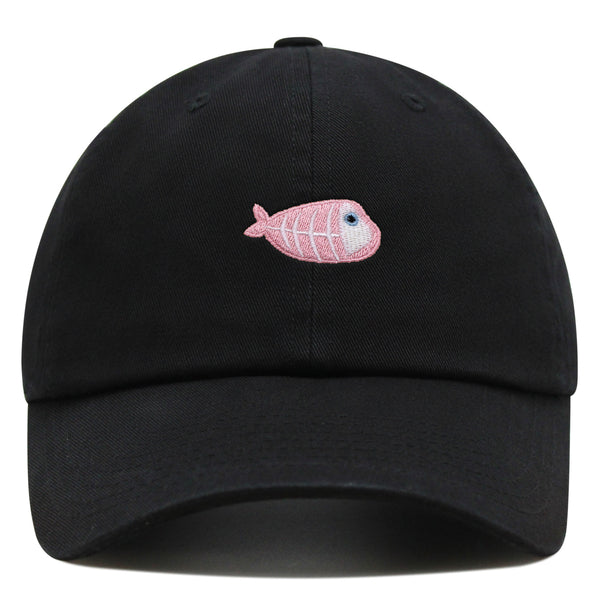 Fishbone Premium Dad Hat Embroidered Baseball Cap Pink Bone