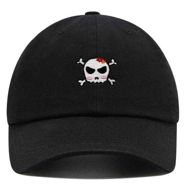 Skull Premium Dad Hat Embroidered Baseball Cap Ribbon Girly