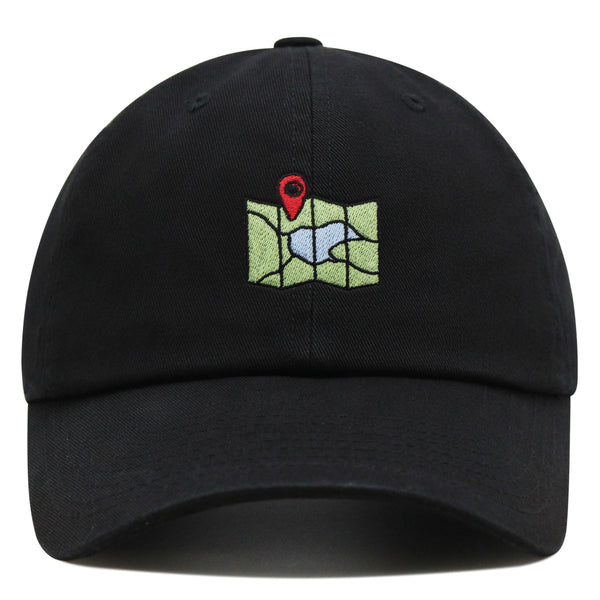 Map Premium Dad Hat Embroidered Baseball Cap Destination GPS