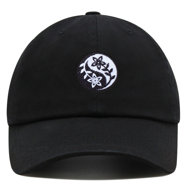 Flower Ying Yang Premium Dad Hat Embroidered Cotton Baseball Cap Symbol