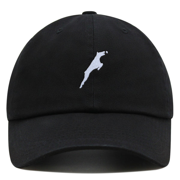 Jumping Dog Silhouette Premium Dad Hat Embroidered Cotton Baseball Cap Outline