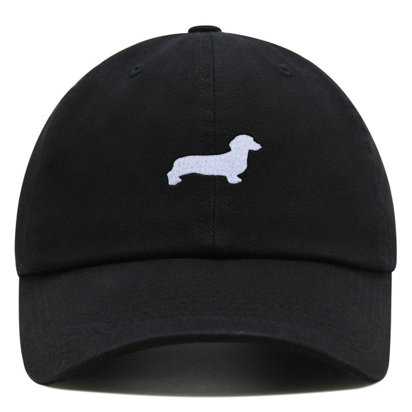 Dachshund Silhouette Premium Dad Hat Embroidered Cotton Baseball Cap Outline