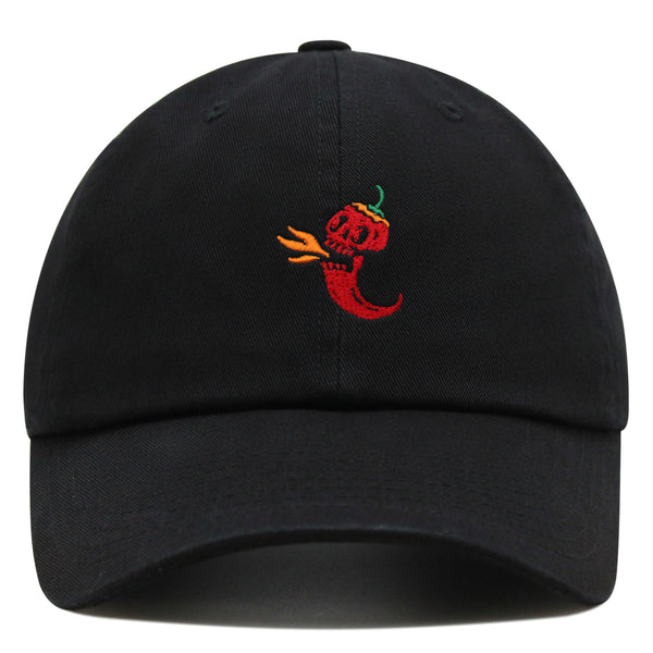 Jalapeno Skull Premium Dad Hat Embroidered Cotton Baseball Cap Spicy Pepper