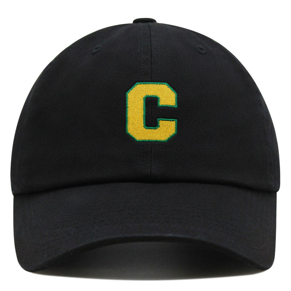 Initial C College Letter Premium Dad Hat Embroidered Cotton Baseball Cap Yellow Alphabet