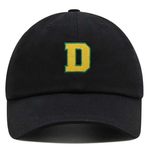 Initial D College Letter Premium Dad Hat Embroidered Cotton Baseball Cap Yellow Alphabet