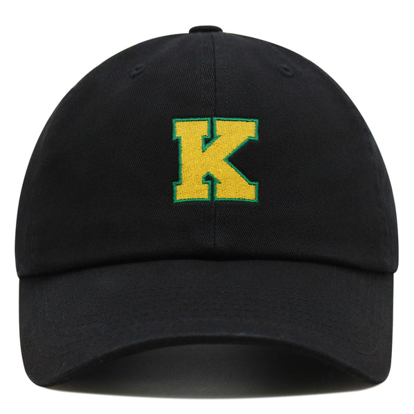 Initial K College Letter Premium Dad Hat Embroidered Cotton Baseball Cap Yellow Alphabet