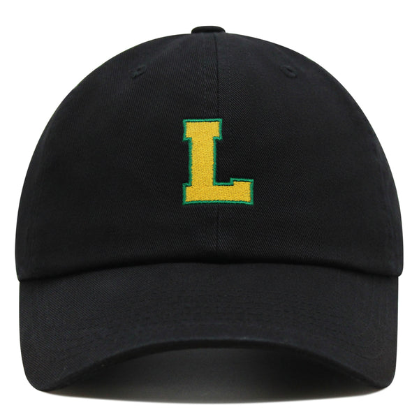 Initial L College Letter Premium Dad Hat Embroidered Cotton Baseball Cap Yellow Alphabet