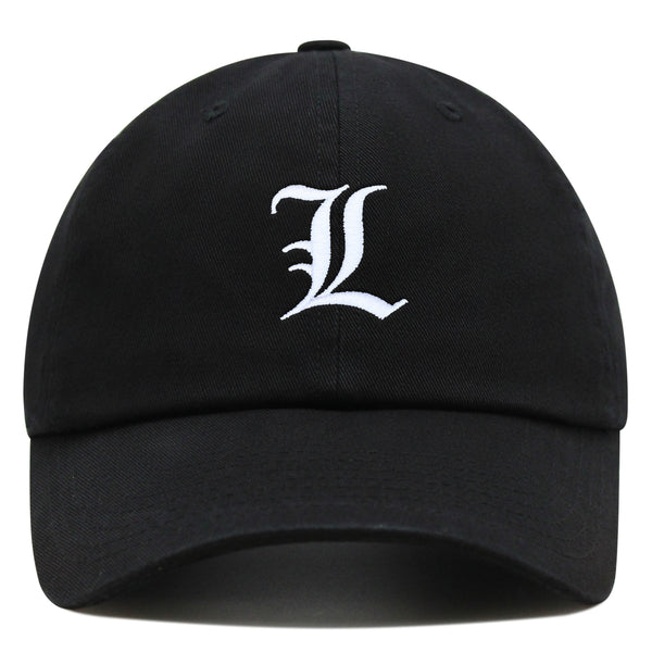 Old English Letter L Premium Dad Hat Embroidered Cotton Baseball Cap English Alphabet