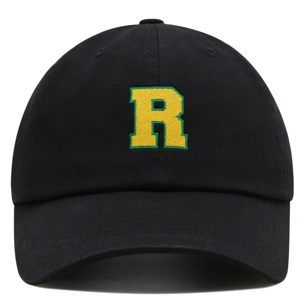 Initial R College Letter Premium Dad Hat Embroidered Cotton Baseball Cap Yellow Alphabet