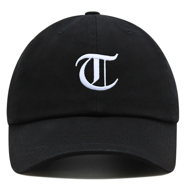 Old English Letter T Premium Dad Hat Embroidered Cotton Baseball Cap English Alphabet