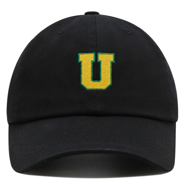 Initial U College Letter Premium Dad Hat Embroidered Cotton Baseball Cap Yellow Alphabet