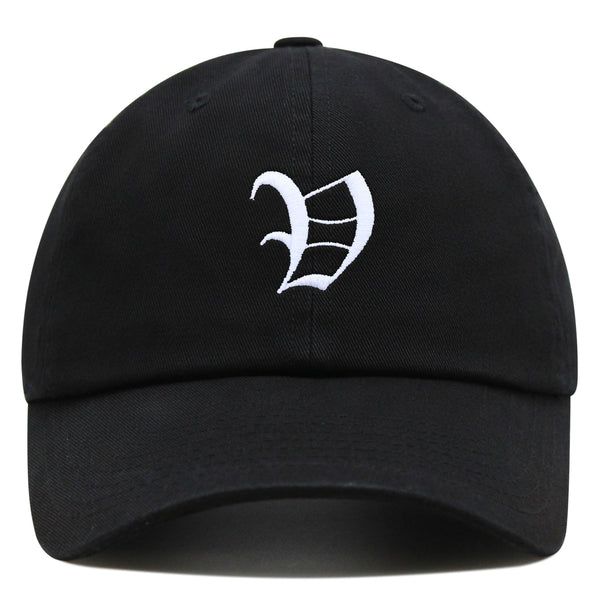 Old English Letter V Premium Dad Hat Embroidered Cotton Baseball Cap English Alphabet