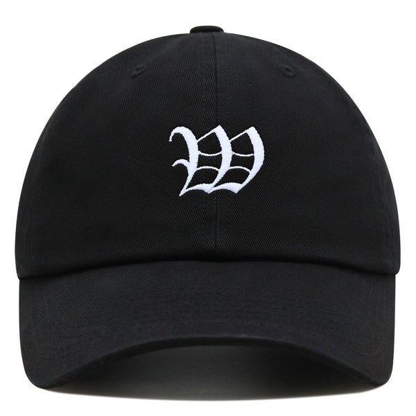 Old English Letter W Premium Dad Hat Embroidered Cotton Baseball Cap English Alphabet