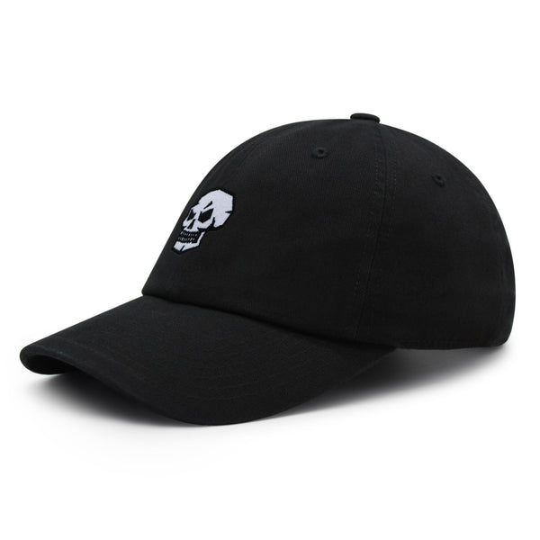 Skull Side View Premium Dad Hat Embroidered Baseball Cap Grunge