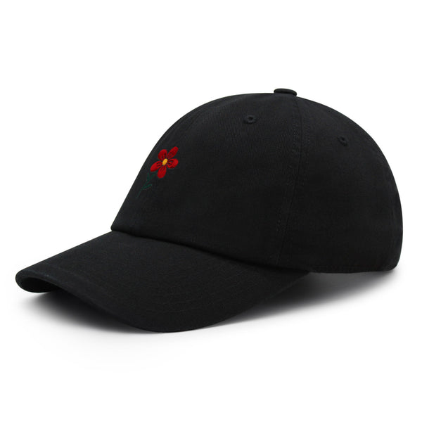 Red Flower Premium Dad Hat Embroidered Baseball Cap Floral