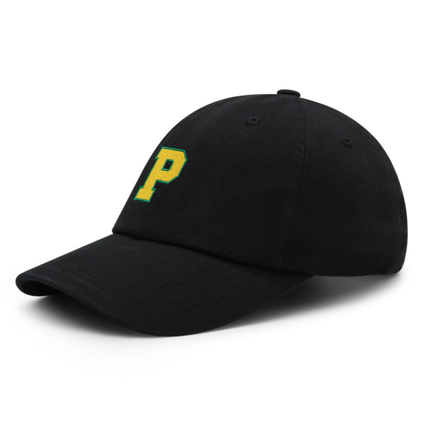 Initial P College Letter Premium Dad Hat Embroidered Cotton Baseball Cap Yellow Alphabet