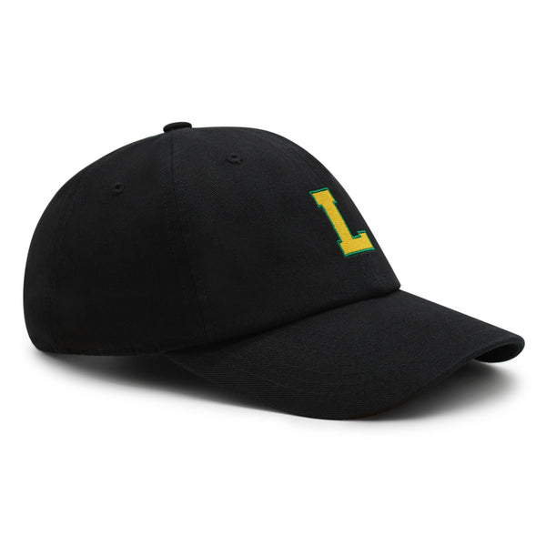 Initial L College Letter Premium Dad Hat Embroidered Cotton Baseball Cap Yellow Alphabet