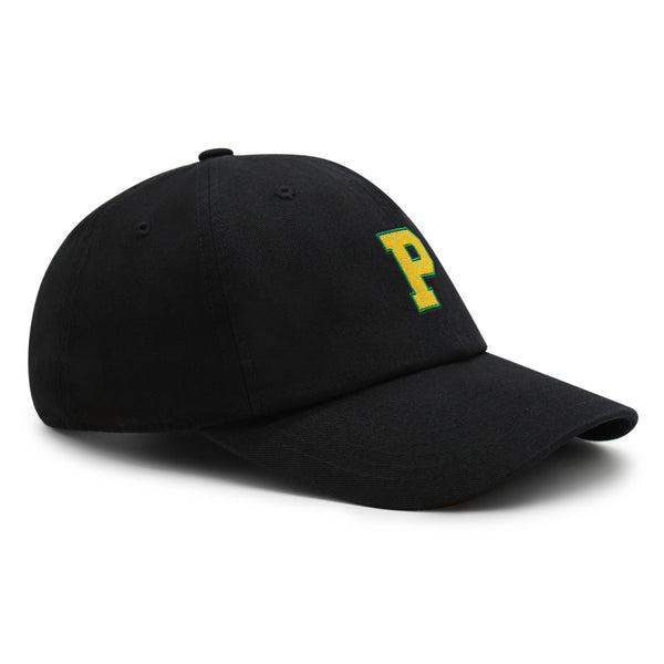 Initial P College Letter Premium Dad Hat Embroidered Cotton Baseball Cap Yellow Alphabet