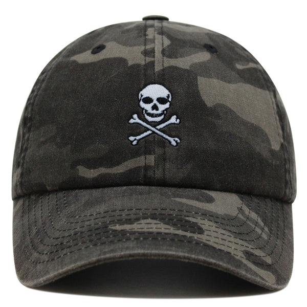 Pirate Skull Premium Dad Hat Embroidered Baseball Cap Scary Grunge