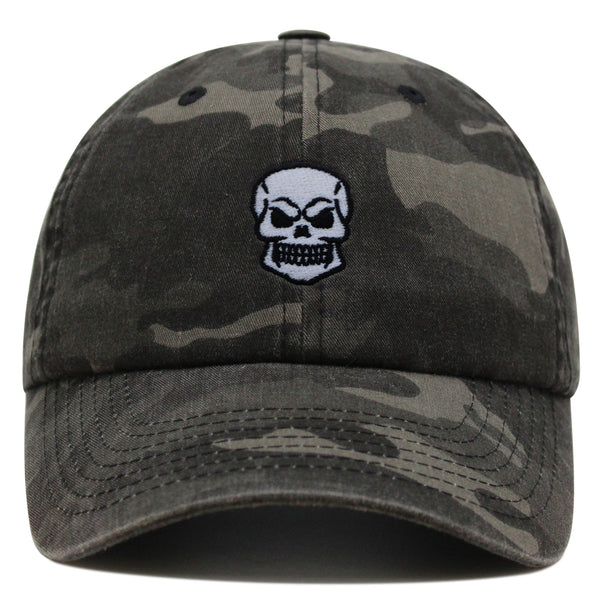 Skull Front View Premium Dad Hat Embroidered Baseball Cap Grunge