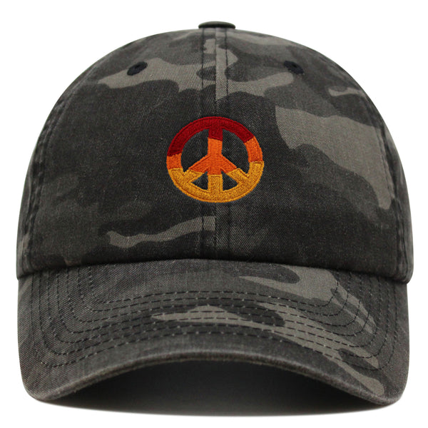 Peace Symbol Premium Dad Hat Embroidered Baseball Cap Hippie Logo