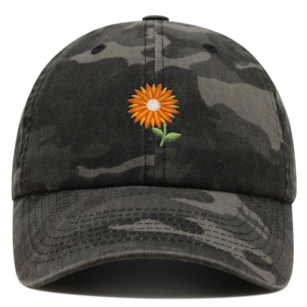 Orange Flower Premium Dad Hat Embroidered Baseball Cap Floral