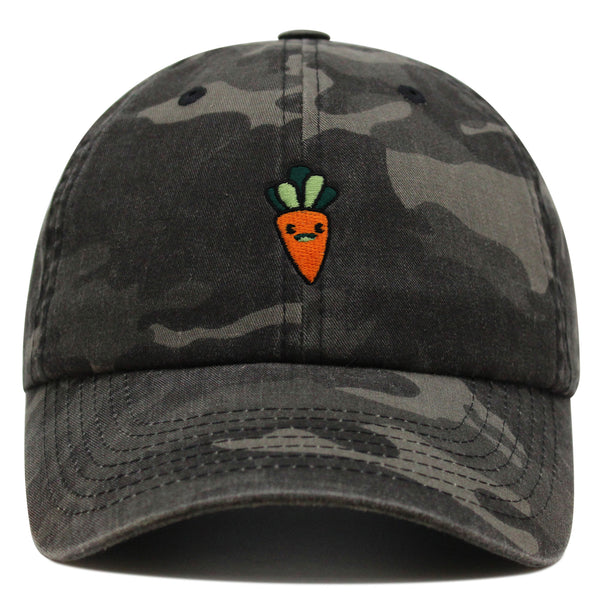 Smiling Carrot Premium Dad Hat Embroidered Baseball Cap Vegetable Vegan