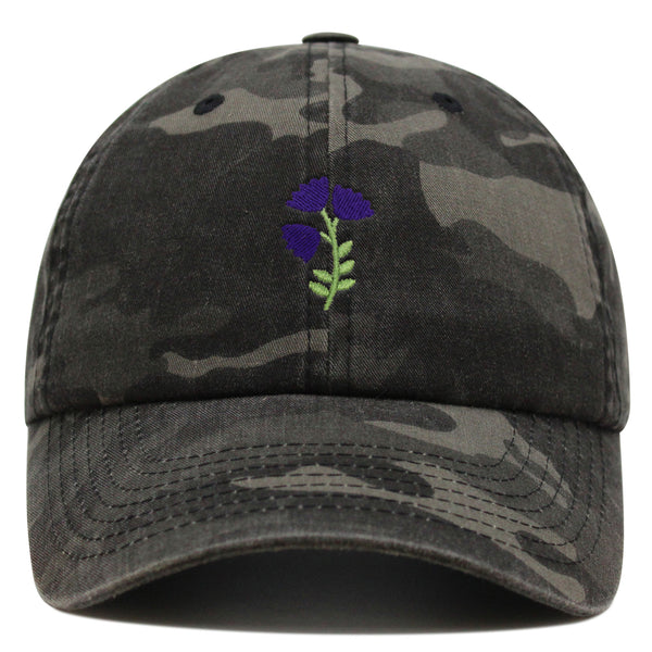 Purple flower Premium Dad Hat Embroidered Baseball Cap Purple Floral