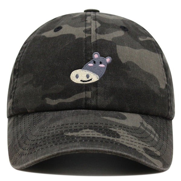 Cute Hippo Face Premium Dad Hat Embroidered Baseball Cap Zoo Hippopotamus